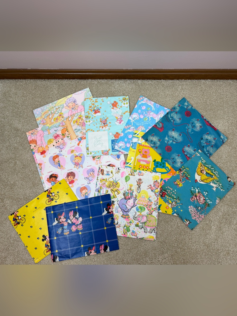 VINTAGE | baby & kids wrapping paper lot retro Mickey birthday